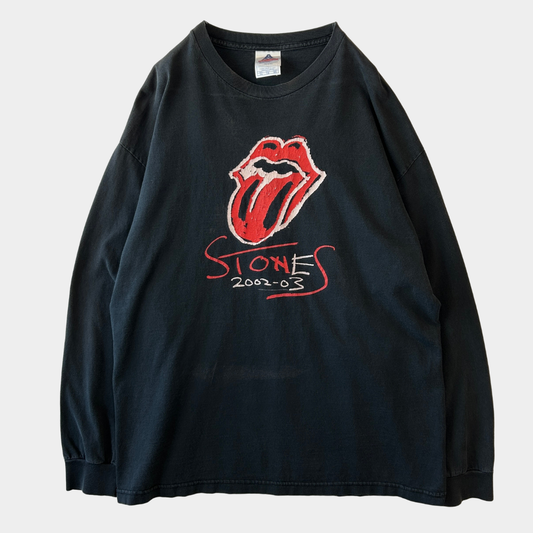 00's Rolling Stones ローリング・ストーンズ 2002-2003 ツアーTシャツ ロンT　黒(XL)/C1042T-SO