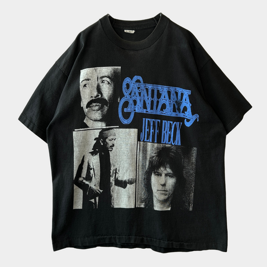 90's Santana&Jeff Beck サンタナ ジェフ・ベック ライブコンサート Tシャツ 黒/A6679Y-SO
