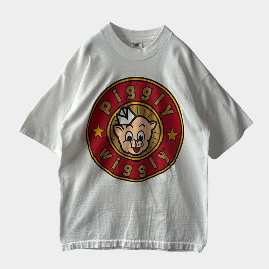 90's Piggly Wiggly ピグリーウィグリー スパーマーケット企業Tシャツ 白(M)/B1991T-SO