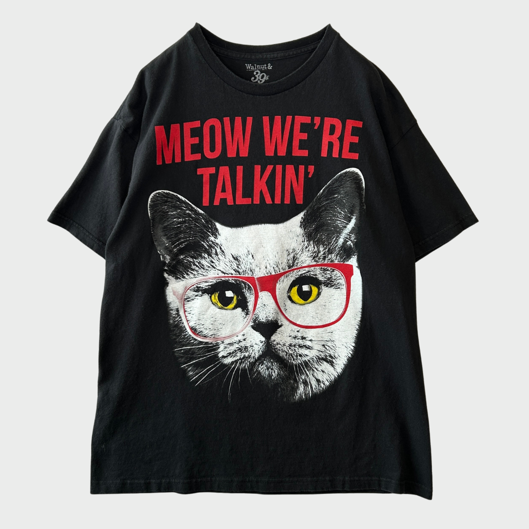 10's Walnut&39 アニマルプリントTシャツ 猫 ブラック(L)/B3500T-SO