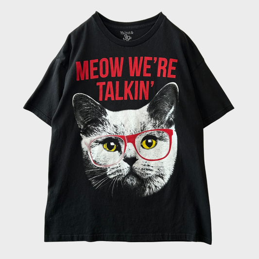 10's Walnut&39 アニマルプリントTシャツ 猫 ブラック(L)/B3500T-SO