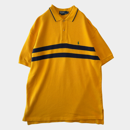 00's Polo by Ralph Lauren ラルフローレン フロントボーダー ポロシャツ 黄紺 (L)/B2509S-SO