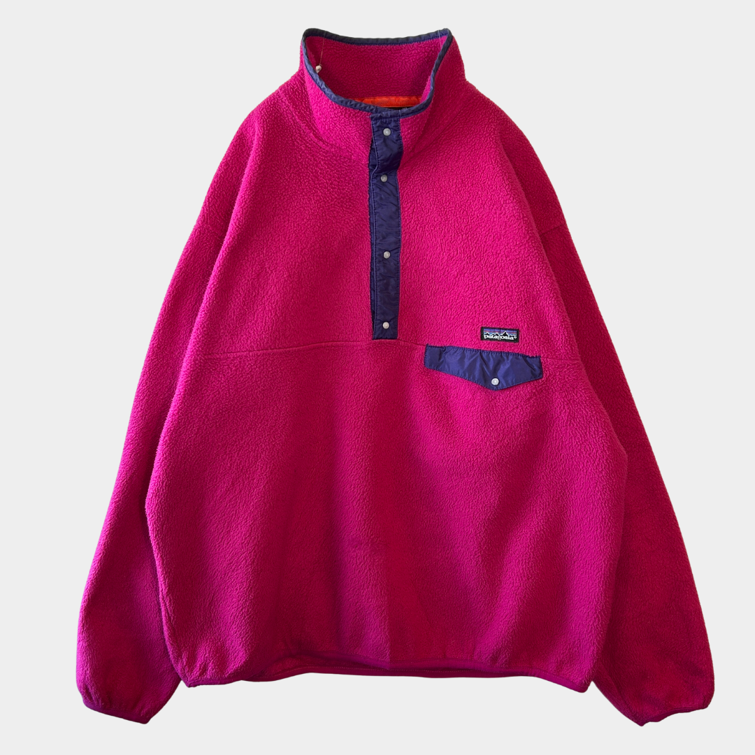 90's Patagonia パタゴニア スナップT フリースプルオーバー マゼンタ (XL)/C0080F-SO