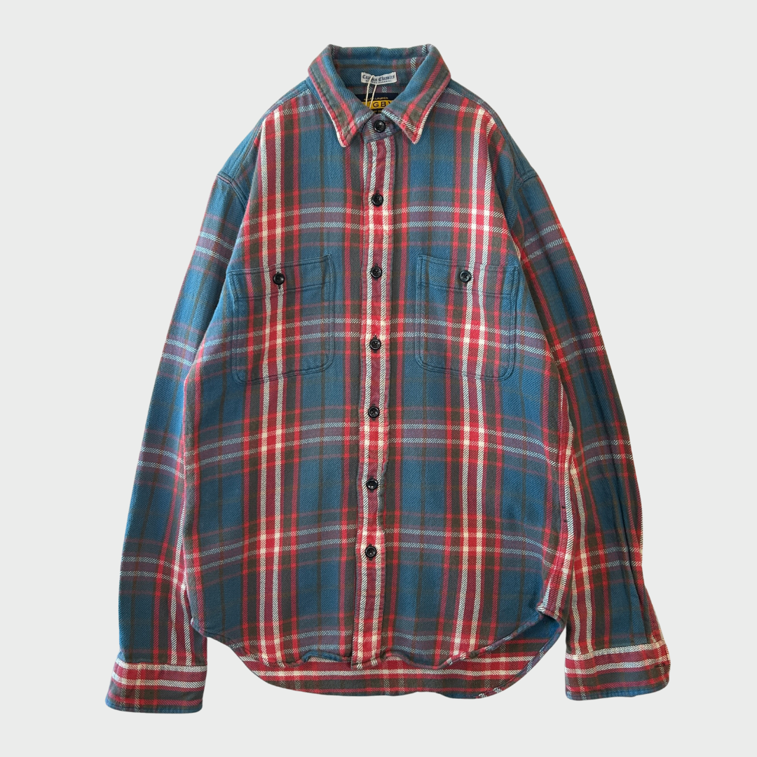 00's  Ralph Lauren RUGBY タータンチェック ネルシャツ 薄青 S /A7786SH-SO