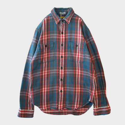 00's  Ralph Lauren RUGBY タータンチェック ネルシャツ 薄青 S /A7786SH-SO