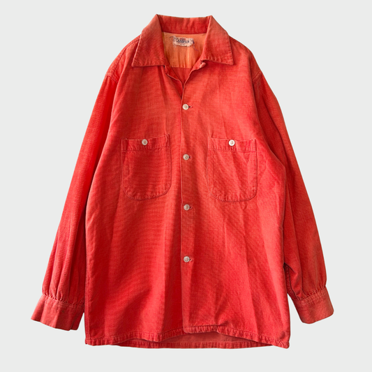 50's Campus 横畝コーディロイ オープンカラーシャツ オレンジ (S相当)/B3505SH-SO