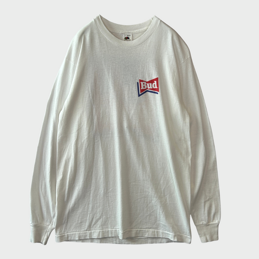 00's Fruit Of The Loom バドワイザー アルコールロングTシャツ 白 (L)/B3045T-SO