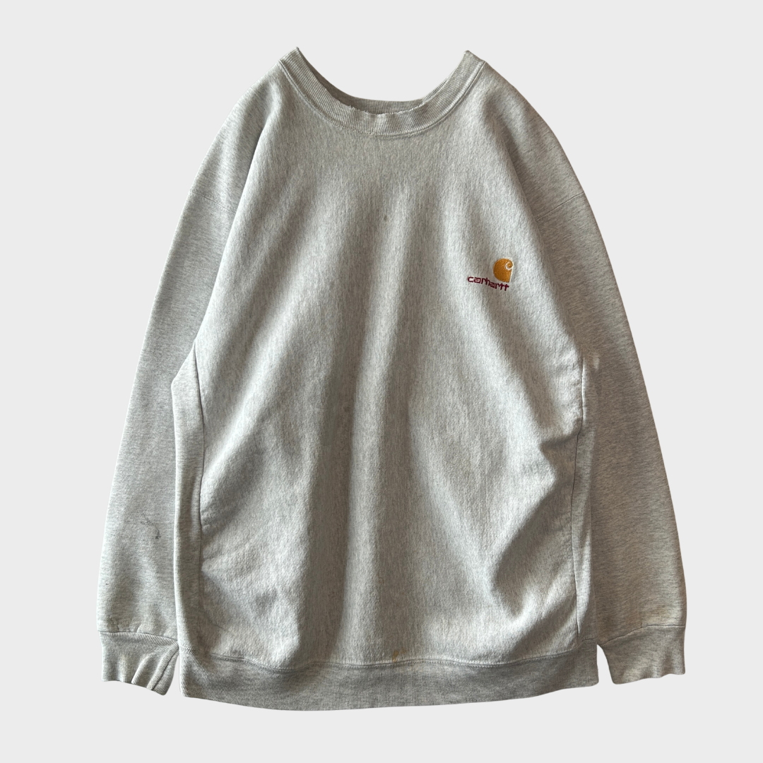 90's Carhartt カーハート 刺繍ロゴ スウェット リバースタイプ グレー系(L)/B2936R-SO