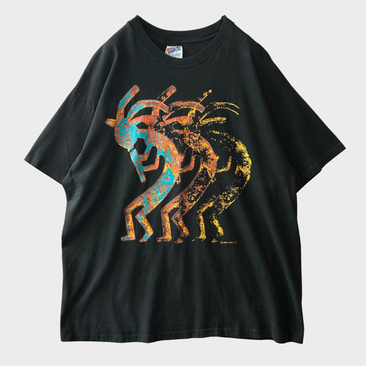 90's Hanes ヘインズ ココペリ アートTシャツ 黒 (XL) /B3516T-SO