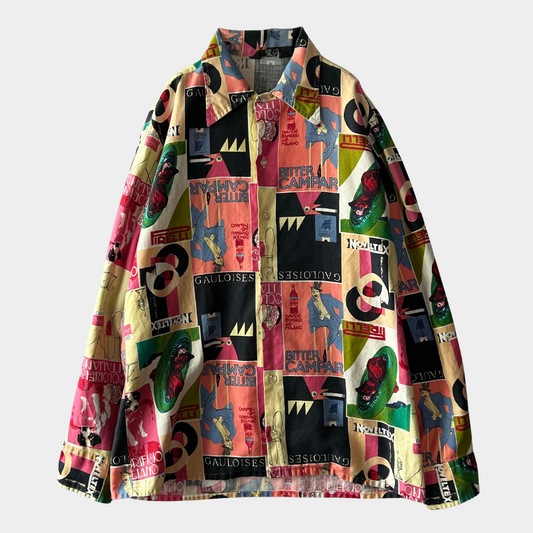 70's JOHN HENRY l/s shirt ジョンヘンリー 総柄シャツ ピンク (L)/A8093SH-SO