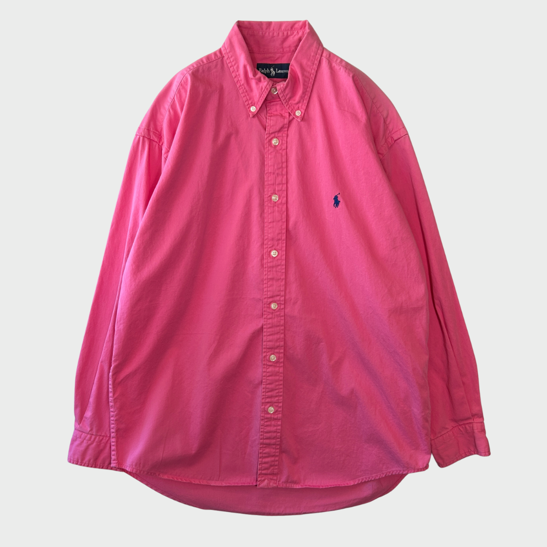 00's Ralph Lauren ラルフローレン 無地シャツ ピンク (L)/B1527S-SO