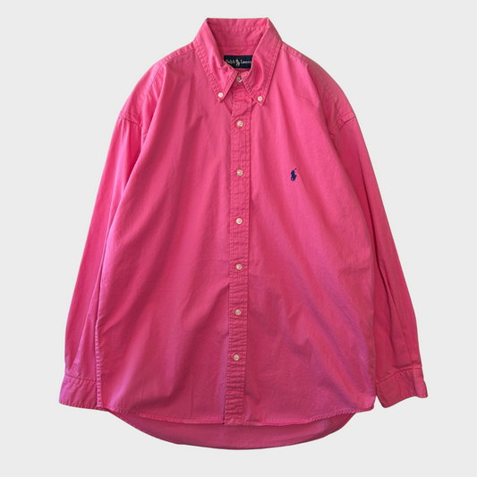 00's Ralph Lauren ラルフローレン 無地シャツ ピンク (L)/B1527S-SO