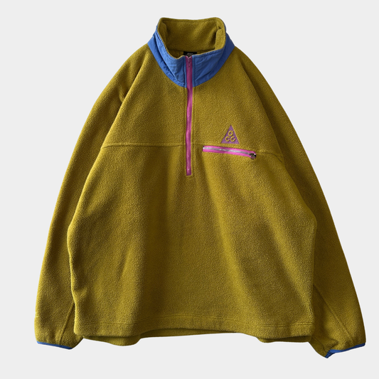 90's NIKE ACG ナイキ ハーフジップフリースプルオーバー マスタード(XL)/B3378F-SO