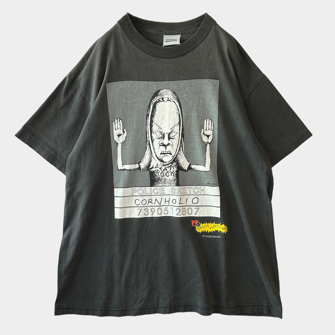90's Beavis &Butt-Head ビーバスアンドバットヘッド コーンホリオ Tシャツ(XL)/C0428T-SO