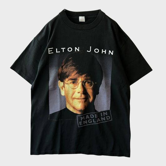 90's  Sports wear  ELTON JOHN  ツアーTシャツ 黒 L /A7459T-SO