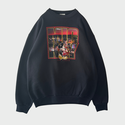 00's Disney Store Mickey "Las Vegas" ミッキー プリントスウェット 黒 (L)/B3533S-SO