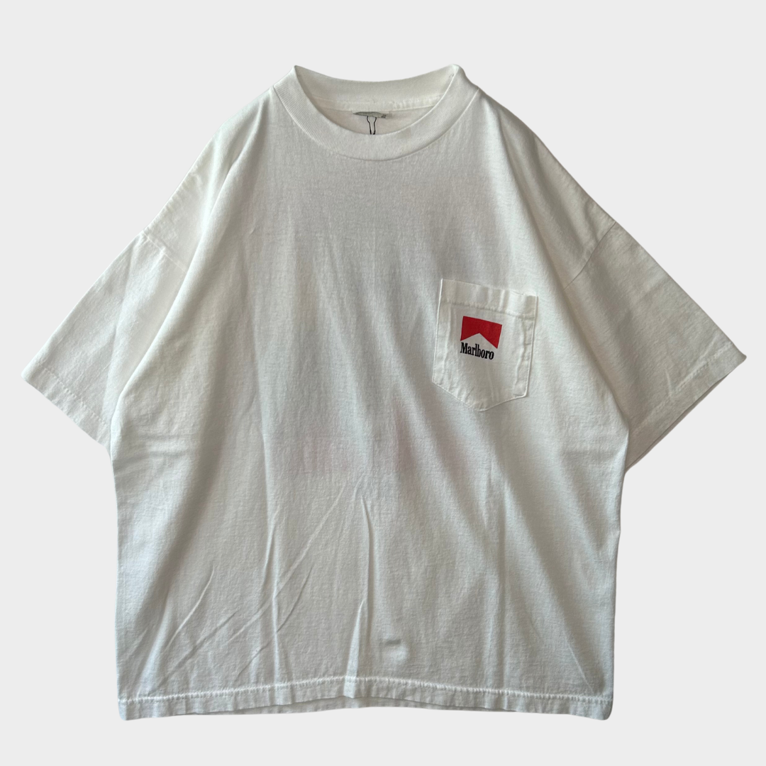 90's AMERICAN BORN Malboro バックプリントTシャツ 企業T 白(XL)/A6440T-SO