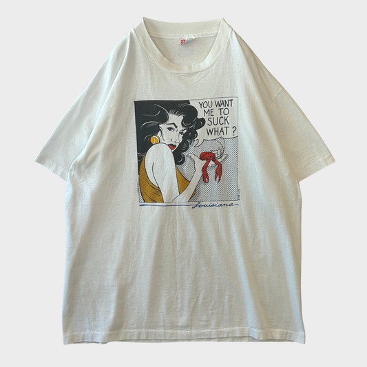 90's Hanes ヘインズ フィリップ・バスル アメコミ風 ポップアートT シャツ 白 (XL) /C0862T-SO