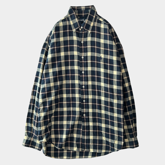 00's Ralph Lauren BLAKE ラルフローレン チェックシャツ 紺白赤 (L)/A1067S-SO