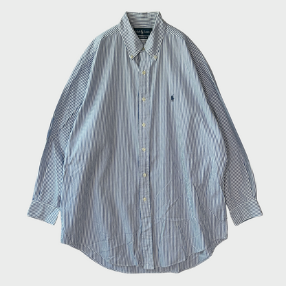 00's Ralph Lauren ラルフローレン ストライプシャツ 青白 (L)/A7972S-SO