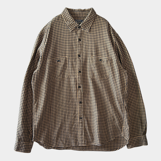 00's J.CREW cotton work type shirt コットン ワーク シャツ ブラック 茶 (XL)/A8505SH-SO
