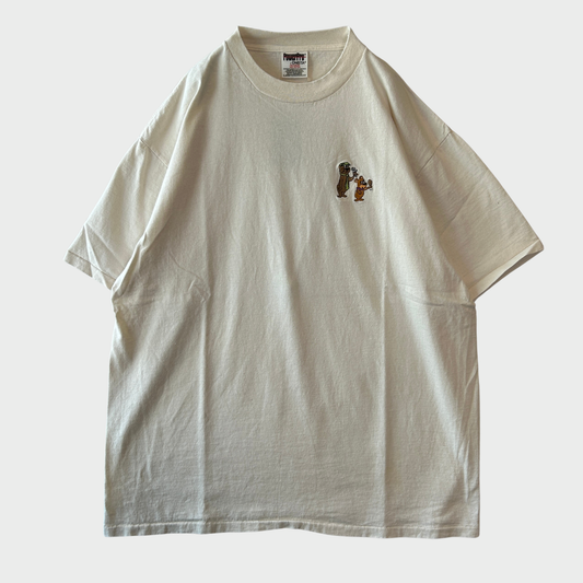 90's ONEITA Yogi Bear ヨギ・ベア 刺繍キャラクターTシャツ アイボリー(XL)/B3949T-SO