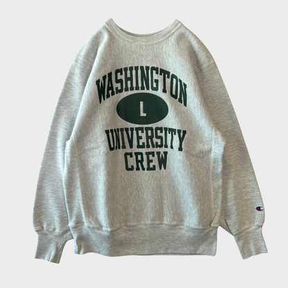 90's  Campion  Reverse Weave リバースウィーブ WASHINGTON UNIVERSITY CREW グレー L /A7668S-SO