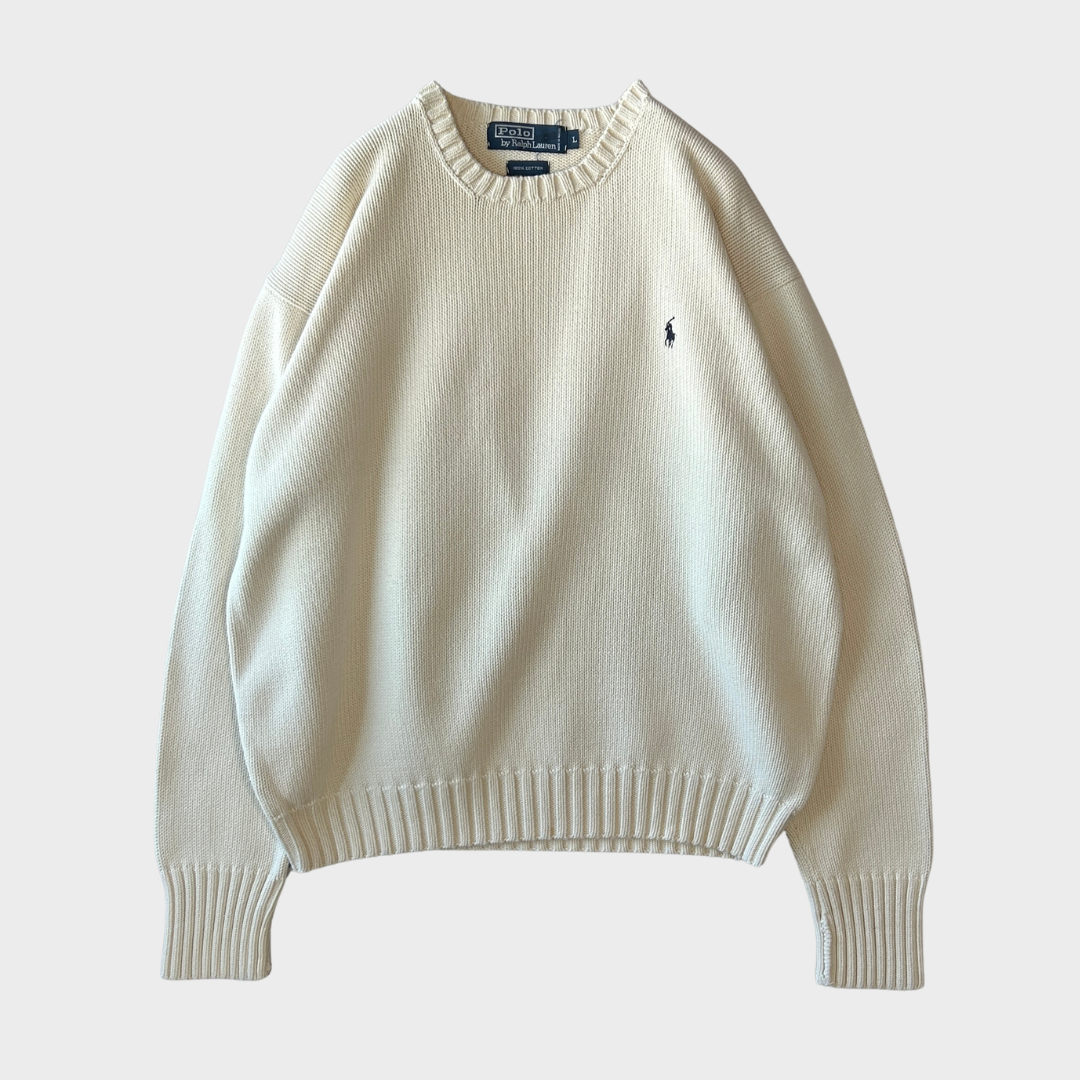 Polo by Ralph Lauren ラルフローレン コットンニット ホワイト (L)/B3386K-SO