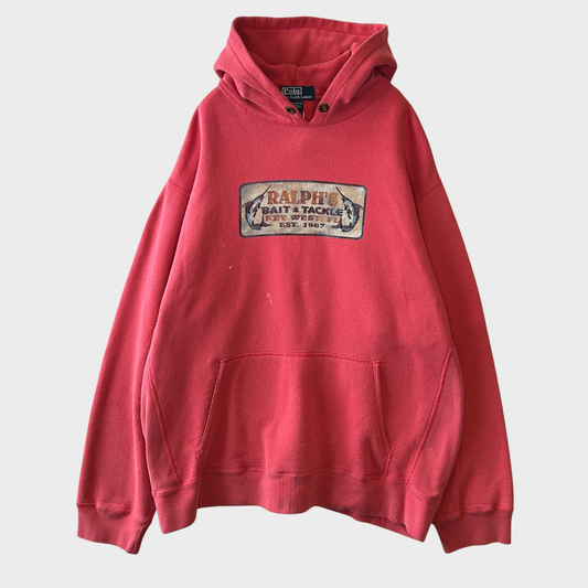 00's Polo Ralph Lauren ラルフローレン スウェットフーディ "Bait &tackle" サーモンピンク (サイズ不明)/B0687S-SO