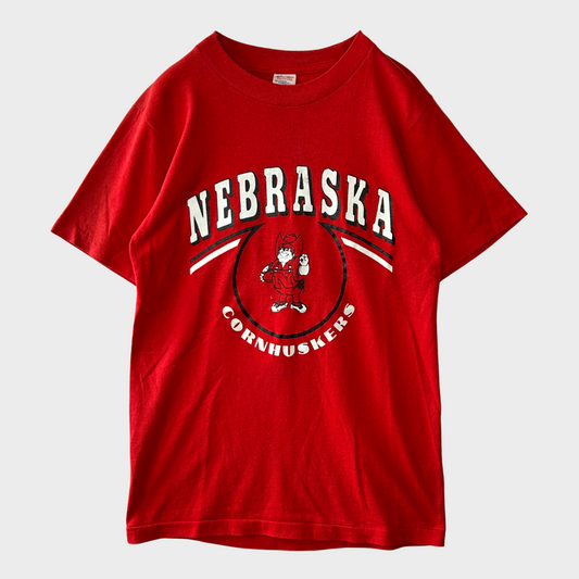 80's Champion NEBRASKA ネブラスカ・コーンハスカーズ スポーツTシャツ 赤 (M)/A3808T-SO