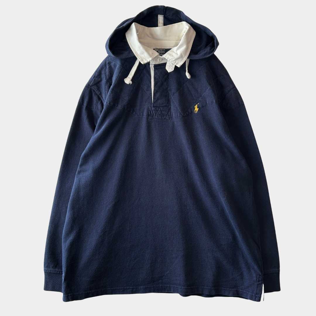 00's Polo by Ralph Lauren ラルフローレン フード付きラガーシャツ ネイビー(XL)/A7781T-SO