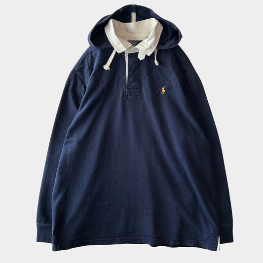 00's Polo by Ralph Lauren ラルフローレン フード付きラガーシャツ ネイビー(XL)/A7781T-SO