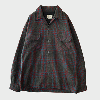 60's Towncraft ウールチェックシャツ 黒赤青 (M)/A8293S-SO