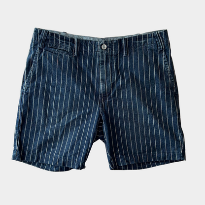 00's POLO ラルフローレン デニムストライプショーツ ハーフパンツ 紺(W36)/A3909P-SO