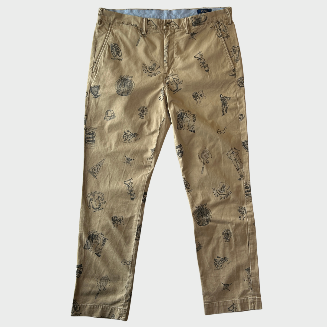 Polo Ralph Lauren ラルフローレン STRETCH STRAIGHT FIT ポロチノ グラフィックプリントチノパン ベージュ(36×32)/B1563P