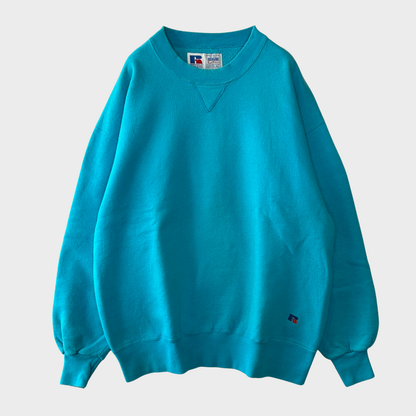 90's  Russell Athletic ラッセル High Cotton 無地スウェット ターコイズブルー (XL) /A8413S-SO