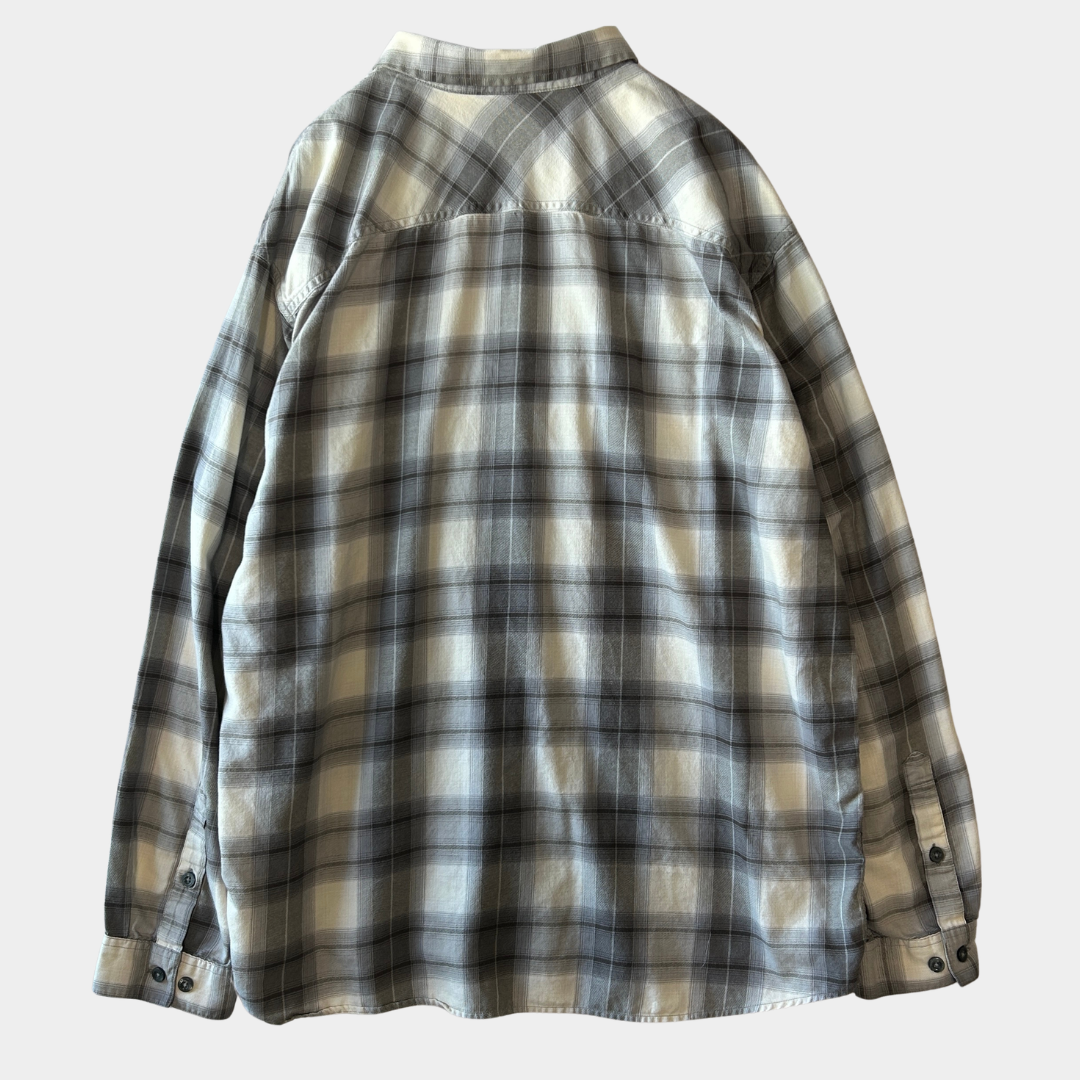 00's Patagonia チェック オーガニックコットン シャツ ホワイト グレー  (XL)/C0235SH-SO