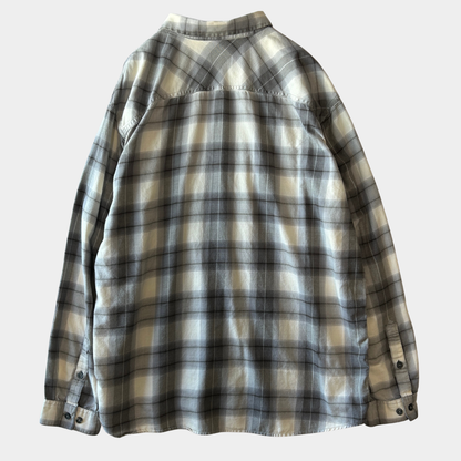 00's Patagonia チェック オーガニックコットン シャツ ホワイト グレー  (XL)/C0235SH-SO
