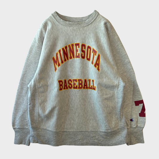 80's Champion "Minnesota Base Ball" リバースウィーブ カレッジスウェット 白 (L)/A2538S-SO