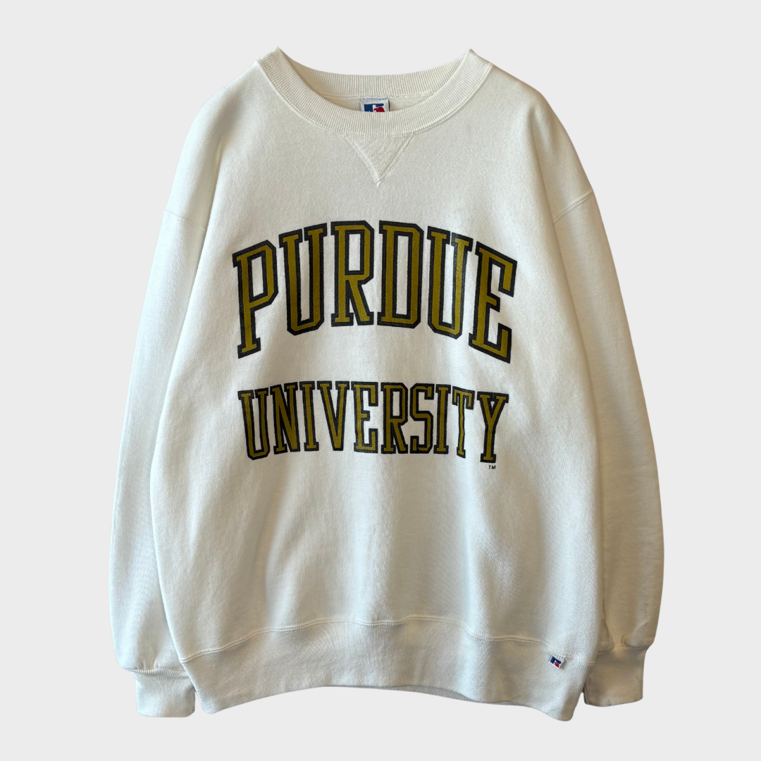 90's Russell Athletic Purdue カレッジスウェット 白 (XL)/B2979S-SO