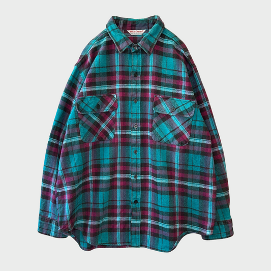 00's Wear Guard フランネルチェックシャツ ターコイズブルー マゼンタ 黒 (XXL)/B3055SH-SO