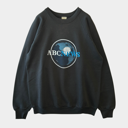 90's Fruit of the loom ABCNEWSアメリカテレビネットワーク スウェット 黒 (XL)/B2980S-SO