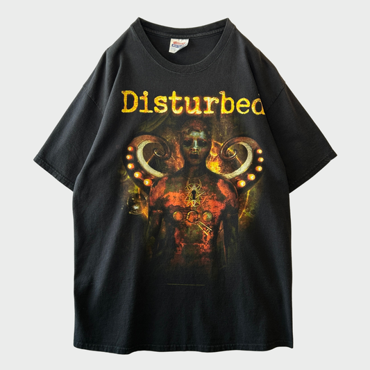 00's Hanes ヘインズ Disturbed ディスターブド Guarded TheGuy 両面プリントTシャツ 黒 (L) /B1885T-SO