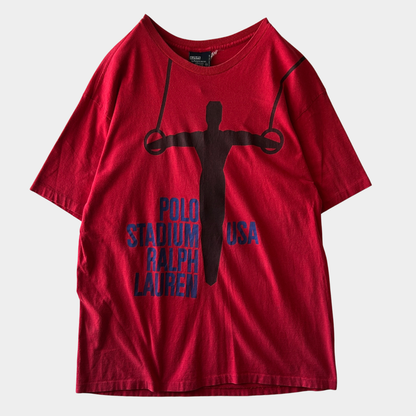 1992 Polo by Ralph Lauren スタジアムコレクション グラフィックTシャツ 赤 (M)/A4032T-SO