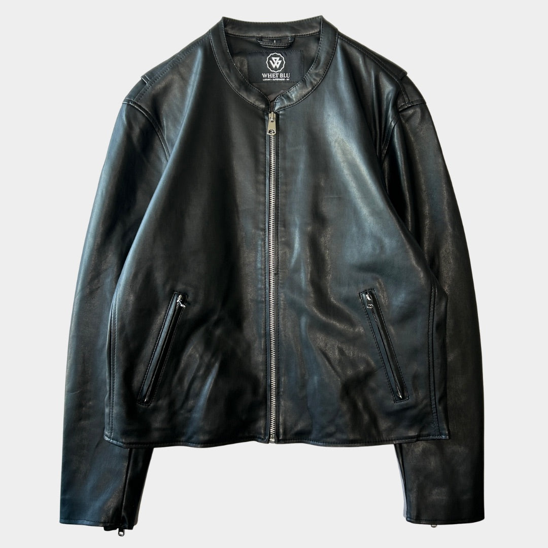 00's WHET BLU fake leather jacket フェイクレザー シングルライダース ジャケット (L)/B0554J-SO