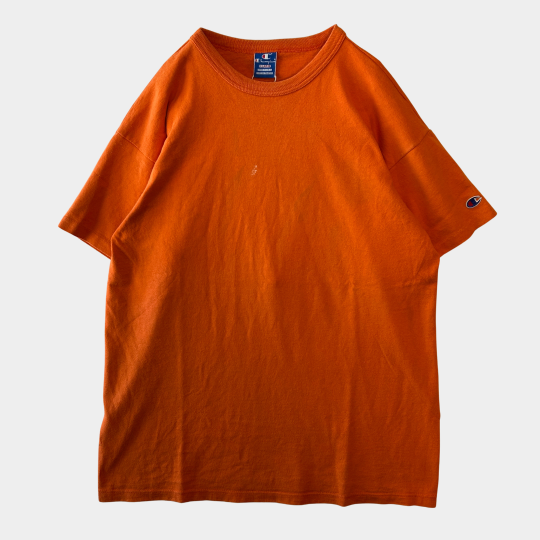 90's champion 無地Tシャツ 目無し USA製 オレンジ(XL)/A2340T-SO