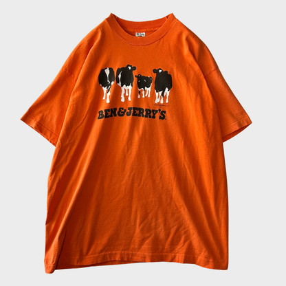90's Ben＆Jerry’s ベンアンドジェリーズ Woody Jackson 企業Tシャツ オレンジ (XXL)/B3555T-SO