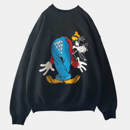 90's Mickey & Co. グーフィー "THIS END UP" ディズニースウェット 黒 (XL)/C1426S-SO