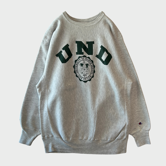 90's Champion リバースウィーブ "UND" UNIVERSITY OF NORTH DAKOTA ノースダコタ大学 スウェット グレー(XXL)/B4114
