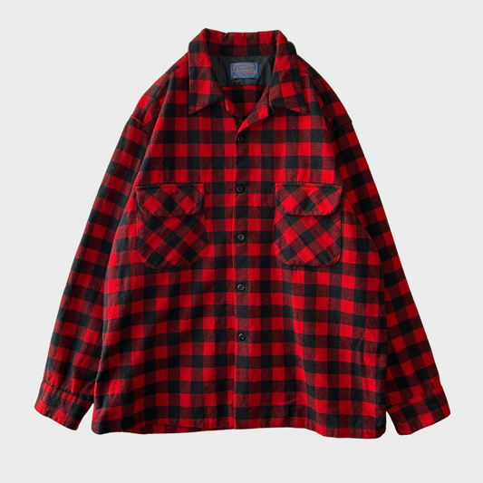70's Pendleton ペンドルトン ボードシャツ 赤黒(XL)/C1505S-S0